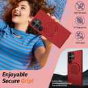 for Samsung Galaxy S24 Ultra Case with 360Rotatable Invisible Magnetic Stand Ring[Compatible with MagSafe] [1*Screen Protector] for S24 Ultra Phone Case Military-Grade Shockproof Slim Red