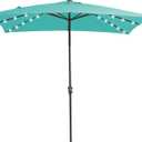JEAREY 8x10 ft Rectangular LED Lighted Patio Umbrellas Outdoor Solar Table Market Umbrella w/Crank, 8 Sturdy Ribs, UV Protection Waterproof Sunproof(Teal Blue)