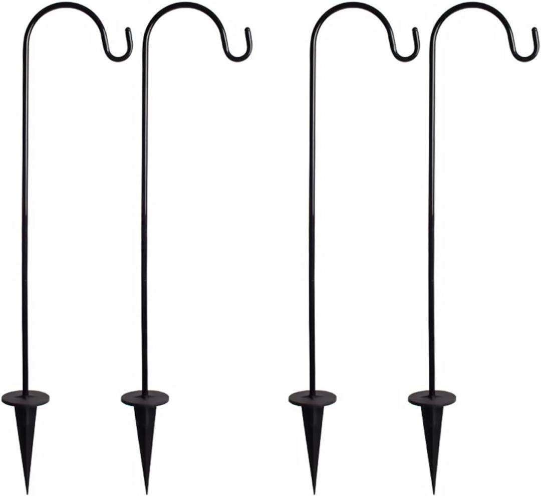 BESPORTBLE Shepherd Hook for Outdoor: 4 Pack 24inch Metal Shepherd's Hook Black Garden Bird Feeder Pole for Hanging Solar Lanterns Flower Basket Wedding Decor