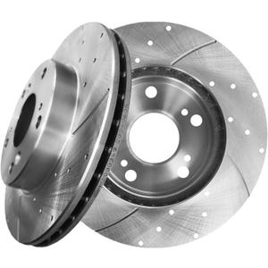 PM Auto Front Drilled Slotted Disc Brake Rotors Replacement For 2013 2014 Acura ILX Hybrid, 2012-2015 Honda Civic, Automotive Replacement Brake Rotors