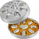 Slow Feeder Dog Bowls with Non-Slip Mat, Stainless Steel Metal Slow Feeder for Small & Medium Dogs, 2 Cups Pet Bowl for Fast Eaters, Slows Down Eating, Dishwasher Safe, Anti-Gulping Dog Bowl (Single-Pack)