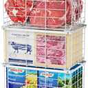 iSPECLE Deep Freezer Organizer Bins - 3 Pack Large Chest Freezer Organizer for 5 to 7 Cu.Ft Chest Freezer, Easy Access No Digging Stackable Wire Baskets to Maximize Space, Heavy Duty Easy Install