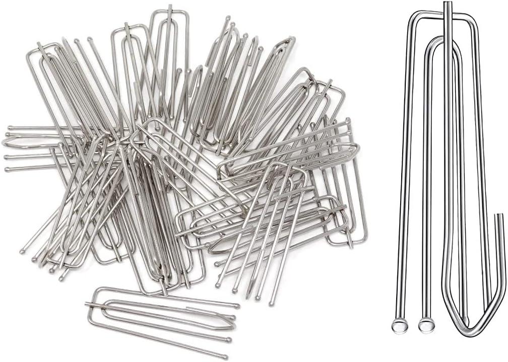 Stainless Steel Curtain Pleater Tape Hooks, 4 Prongs Pinch Pleat Hook ClipTraverse Pleater 4 End Hooks (60Pcs)