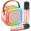 Mini Karaoke Machine for Kids Adults, 2026 TOP Birthday Gifts for Girls 3,4,5,6,7,8+Year Old Toddler Toys, Portable Bluetooth Speaker with 2 Wireless Karaoke Microphones Player Easter Gifts(Rose Gold)