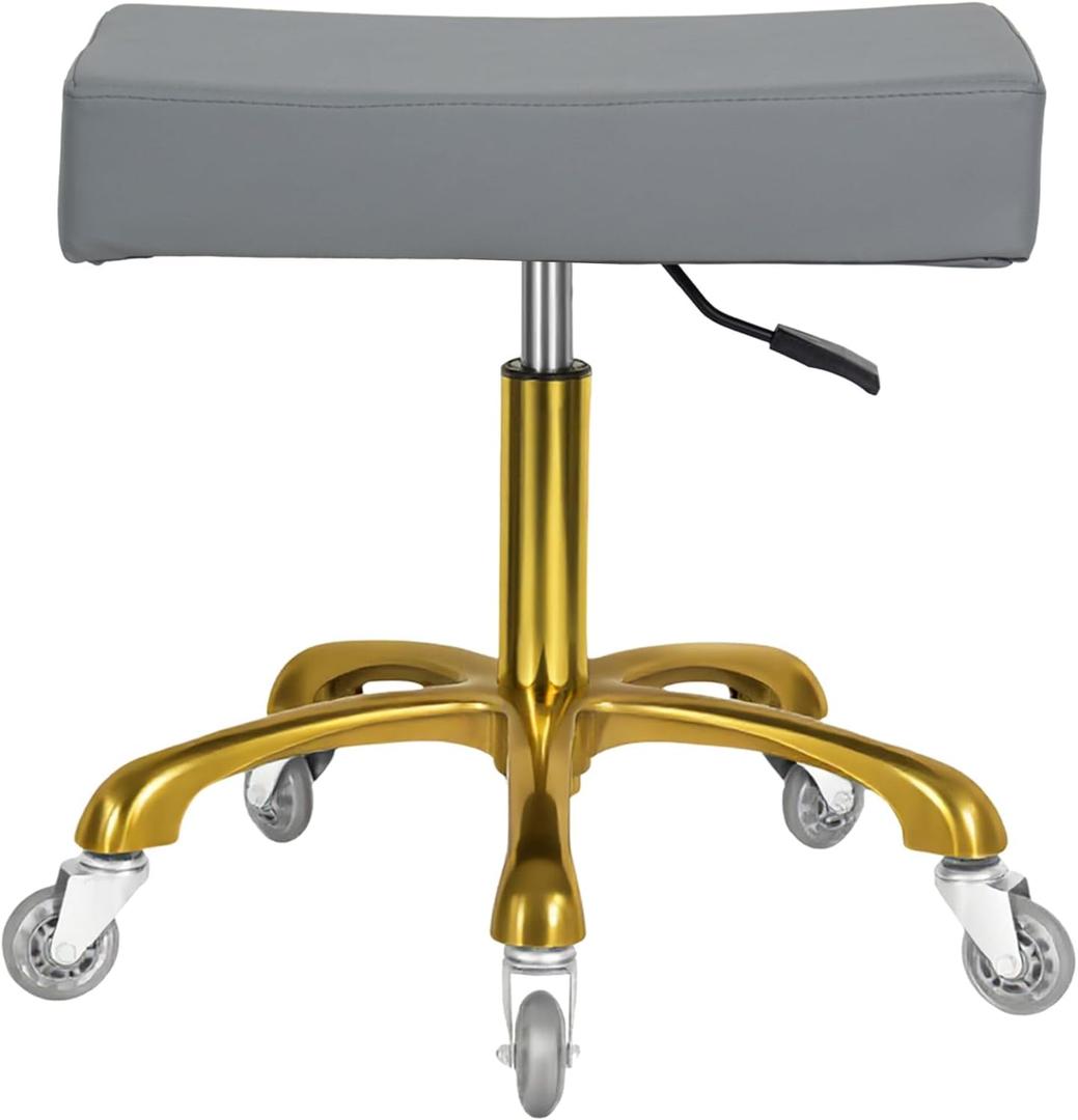 Antlu Rolling Stool Heavy Duty with Wheels Heavy Duty 450lbs, Grey, with foot ring