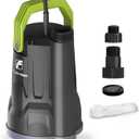 FLUENTPOWER Sump Pump, 1/2HP Submersible Water Pump, 2500GPH Utility Pump Manual Control for Swimming Pool Garden Pond Basement Draining, with 16.4Ft Cord, Adapters, Check Valve and Rope