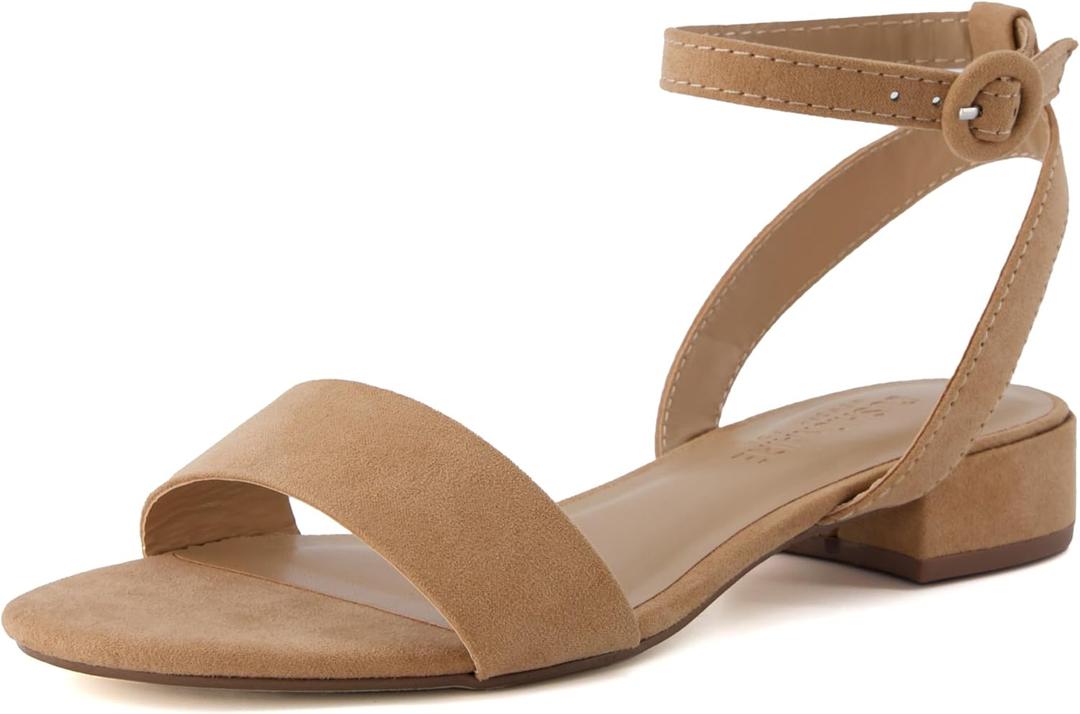 CUSHIONAIRE Women's Nila one band low block heel sandal (8.5, Taupe)