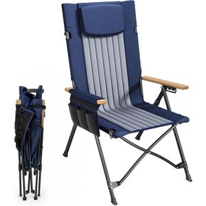 ATORPOK Camping Portable Folding Lawn Chairs for Adults, High Back Recliner | 350LBS Support, Adjustable Reclining Backrest, Integrated Headrest, Carry Bag Included, Outdoor Camping, Fishing, Beach Use, Standard
