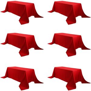 90 x 132 Inch Rectangular Polyester Tablecloth, Red Washable Table Cloth for 6 Foot Table - Perfect for Wedding, Party, Restaurant, Banquet Decoration (6 Pack)