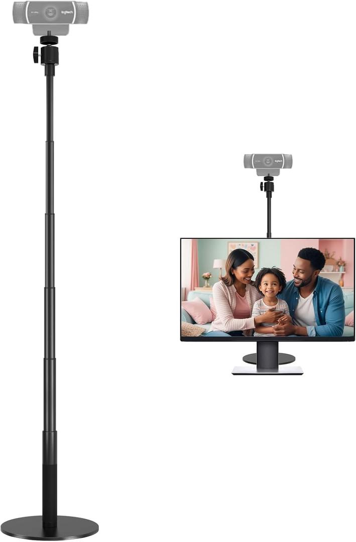 Webcam Stand for Desk, 28.5" Webcam Mount with 1/4" Thread, Height & Angle Adjustable Web Cam Stand Mount for Logitech C922 C930e C920S C615 C960 C920x BRIO NexiGo N60 and Others