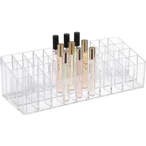ELLDOO Rollerball Perfume Organizer, 44 Spaces Clear Acrylic Perfume Storage Holder Beauty Scent Holder, Essential Oil Storage Holder Organizer, Makeup Lipgloss Lipstick Display Case