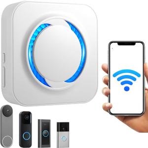 WiFi Wireless Doorbell Chime,Compatible with Google Nest Ring Blink No Wiring Needed, Easy Setup, Work with Alexa,No Range Limits,5-Volume, Supports 99+ Chimes, for Large Home Villa Apartment