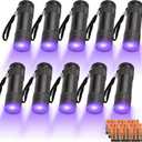 10 Pcs UV Black Light Flashlights Bulk, 9 Led 395-400nm Mini Blacklight Handheld Portable Torch Pet Urine Detector for Bed Bug, Hair, Dog Cat Urine and Stains Batteries Included
