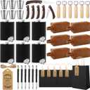 44 Pcs Baby Shower Prizes for Men with Flasks PU Leather Toiletry Bag Multi Tool Pen Bottle Opener Folding Knife Gift Bag Baby Shower Gifts Groom Game Prizes for Bachelor Party(Black)