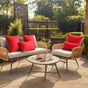 MIULEE Pack of 2 Outdoor Waterproof Decorative Farmhouse Throw Pillow Covers - Square Solid Color Couch Pillows for Patio Tent Bed Sofa Living Room - 18x18 Inch Red