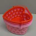 Zcaukya 6 Packs Valentines' Day Baskets, 7.1" x 7.9" x 4.3" Small Plastic Heart Shaped Basket with Handles, Heart Hollowed Baskets Holders for Romantic Party Wedding Part Decor (Pink Red Magenta-6 Packs)