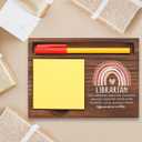 Appreciation Thank You Librarian Gift, Inspirational Desk Decor for Retirement, Leaving, Back to School, Graduation, Congratulate, Motivational Ideas, Wooden Self-Stick Note Pad Holders TBC78