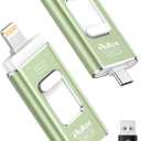 Gulloe 512GB Dual Interface Flash Drive for Phone Storage Photos Videos, Phone USB Backup External Photo Memory Stick - No App Required, Compatible with iPhone, iPad, Android & PC (Sage Green)