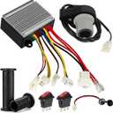 24V Controller and Throttle Compatible with Razor E200 E300 Electric Scooter MX350 (V33+) Dirt Bike, Control Module for E300 (V13+) E200 (V13+) E-Scooter Parts with Charger Port Handlebar Grips