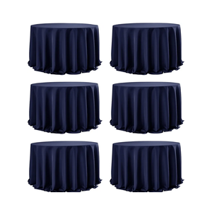 Dailyset 6Pack Navy Blue Round Tablecloths, 132 Inches, StainResistant Polyester for 68 Ft Round Tables  Washable Table Covers for Weddings, Banquets, Birthday Parties, Events