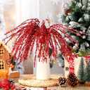 6 Pcs Red Glitter Christmas Picks and Sprays 23.62" Artificial Sequins Twigs Stems Ornaments Decorative Willow Ting Branches for Xmas Tree DIY Wreath Crafts Tree Topper Vase Filler Decor