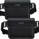 Lamicall Waterproof Fanny Pack - [2Pack] [Easy Handling] Dry Bags Waterproof Pouch with Elastic Waist Strap for Swimming, Beach, Kayaking, Cruise Ship Essentials, 8.7 for iPhone 16 15 14 13 Pro Max (Black)