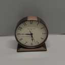 Presentime & Co Lewis Mantel Alarm Clock, Desk and Shelf Clock, Tabletop Decoration, 5.5 x 5 inch, Silent no Ticking, Metal Base, Bronze Finish, Arabic Numeral