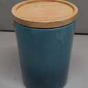Sweejar Ceramic Food Storage Jar, Stackable Kitchen Canisters, Containers with Airtight Seal Wooden Lid for Serving Ground Coffee, Tea, Sugar, Salt and More - 28 Fl Oz (Gradient Blue)