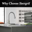 Ibergrif Kitchen Faucets with Pull Down Sprayer, Single Handle High Arc Brushed Nickel Stainless Steel 1 or 3 Hole Kitchen Sink Faucet with Deck for RV Laundry Farm house Bar