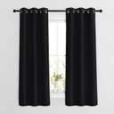 NICETOWN Black Curtains for Boys Room - Blackout Thermal Insulated Window Treatment Solid Grommet Room Darkening for Bedroom/Night Shift (Set of 2, W37 x L63)