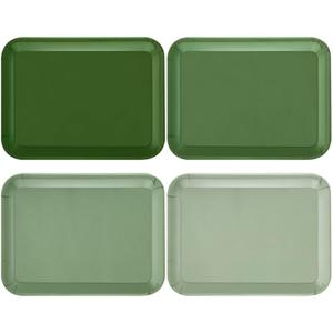 Tiangrid 4 Pieces Serving Trays Melamine Platters Reusable Rectangle Party Trays for Theme Party Food Dessert Serving Supplies, 13 x 9.7 inch(Sage Green,Boho)