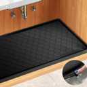 Silicone Under Sink Mat 34" x 22", Kitchen Essentials and Gadgets, Shelf Liner and Cabinet Protector, Home Organizers and Storage, Waterproof Bathroom Tray (Black)