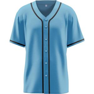 Baseball Jersey for Men,Blank Baseball Jerseys Shirts Short Sleeve Hip Hop Sports Casual Button-Down Uniforms (Blue, M)