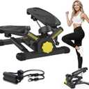 Stepper Machine with Resistance Bands, Mini Stepper with 300LBS Weight Capacity, Twist Stepper for Full Body Workout, Adjustable Step Height, Smooth and Quiet, Step Machine for Men Women, Large Foot Model