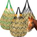 YedsIntu 3 Pcs Hay Bags for Horses, Hay Nets for Horses Goat Sheep, Goat Hay Feeder for Slower Feeding, Strong Load-Bearing Hay Bag Hanging for Horse Stable Trailer (Green, Black, Yellow)