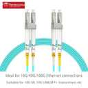 Multimode Fiber LC to LC, 10ft/3m, OM3 MM Fiber Patch Cable Duplex 10G/40G/100G LSZH (4pack),