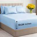 Extra Deep Queen Sheet Set - 6 Piece Breathable & Cooling Sheets - Hotel Luxury Bedding Set with 18-24 Inch Extra Deep Pockets - Easy Fit - Super Soft, Wrinkle Free and Comfy - Light Blue, Queen Size (19 - Baby Blue)