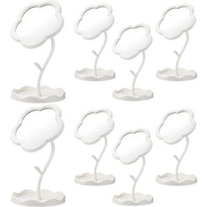8 Pcs Flower Shaped Mirror Spa Party Makeup Mirror Sleepover Party Favor for Spa Sleepover Slumber Birthday (White)