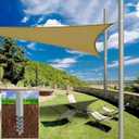 2 Packs Shade Sail Poles, 12 ft Heavy Duty Sun Sail Shade Poles with Spiral Drill Bit, Sun Shade Sail Poles with D-clamp for Sun Shade Sail String Light Garden Yard Backyard Grassland