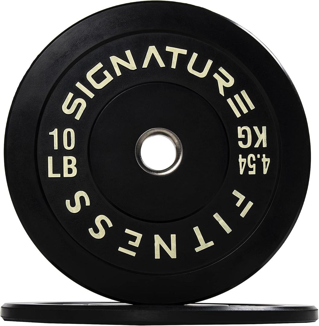 Olympic Bumper Plates, 2" Weight Plates for Strength Training & Weightlifting, Pairs, Sets or Sets with 7FT Barbell, Multiple Options (10 lbs)
