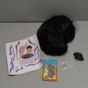 Short Black Synthetic Hair Costume Wig with Ear Clips, Necklace and 2 PCS Tattoos Natural Looking Cosplay Wigs for Halloween Party, Cosplay Events (Black)