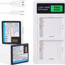 2-Pack 2 Arlo A-1 A-1B A-1C Battery and Charger, for Arlo Pro, Pro 2 VMC4030 VMC4030P VMS4230 VMS4430 VMS4530 VMS4430P VMS4530P-100NAR VMA4400 Security Camera (2 Batteries+Charger) (White)