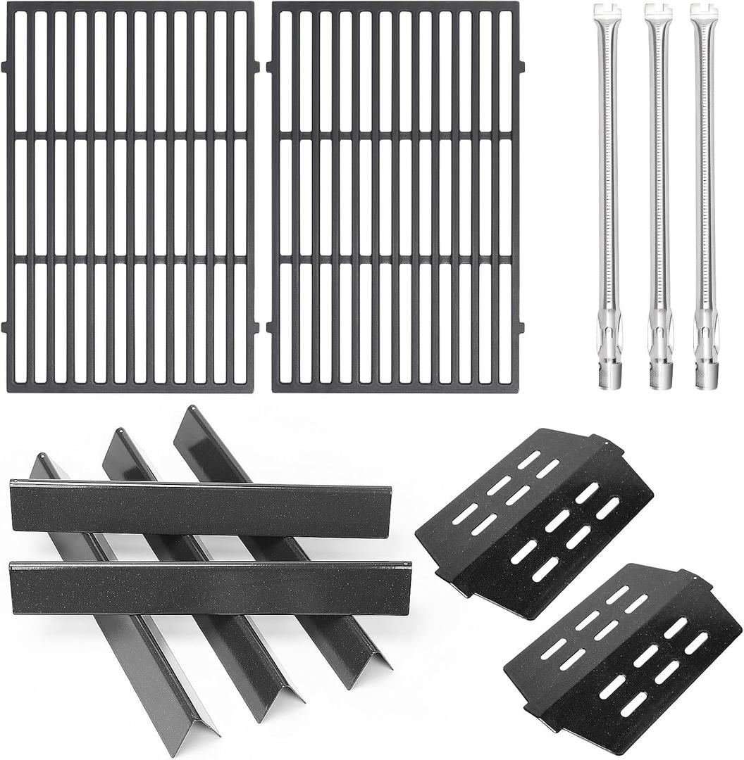 Grill Parts for Weber Genesis 300 (2011-2016 Front Control) Cast Iron Grates, 304 Burner Tubes, 17.5" Flavorizer Bars + Heat Deflectors, Fits Genesis E/S310 E/S320 E/S330, Replaces 7524 62752 7621