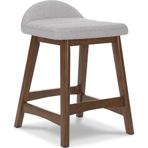Signature Design by Ashley Lyncott Contemporary 28.5" Counter Height Upholstered Bar Stool with Foam Cushion, Light Gray & Brown
