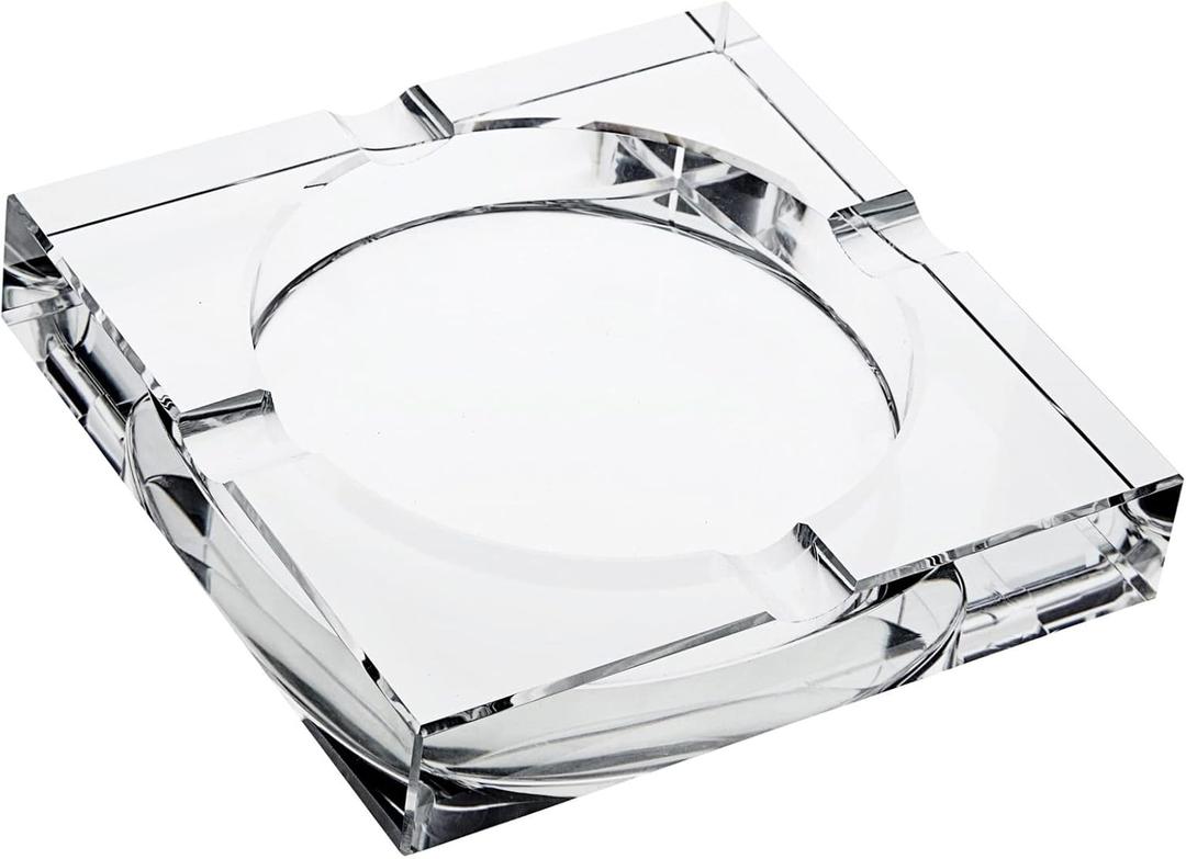 Juvale Crystal Glass Ashtray - 7 x 7 x 1.5 in, Clear Classic Square - Indoor Ashtray for Smokers, Decorative Smoke Tray with 4 Rests