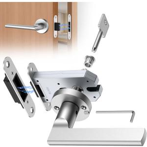Magnetic Auto-Lock Invisible Door Lock,Hidden Handle,Mini Keyhole, Single-Sided Hidden Design,Aluminum Alloy for Invisible Doors/Bookshelf Doors/Secret Rooms (1, Silver)