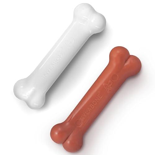 Nylabone Original Bone Power Chew Toy for Dogs, Durable Dog Toys for Aggressive Chewers, Basted Blast Bacon & Chicken Flavor, Medium - Up to 35 lbs, 2 Pack One Missing