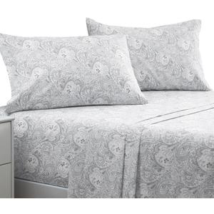 Mellanni King Sheets Set - 4 PC Iconic Collection Bedding - Hotel Luxury, Extra Soft, Cooling Bed Sheets - Wrinkle, Fade, Stain Resistant (King, Paisley Gray)