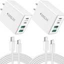 2-Pack iPhone 16 15 Fast Charger Block with 6FT USB C Cable, 40W 4-Port USB C Charging Block for iPhone 16 15 Pro Max Plus Series/iPad Pro, Samsung, Multi Wall Plug Power Adapter Charger Box Brick