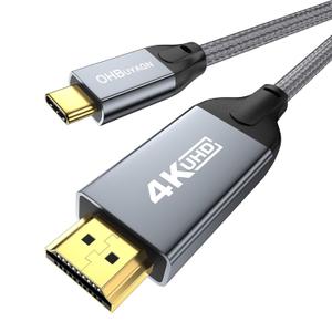 USB C to HDMI Cable 4K@60Hz Type C to HDMI Cable Thunderbolt 3/4 to HDMI Cord HDR HDCP 2.2 Compatible for iPhone 15 Series, MacBook, iMac, iPad Pro, Galaxy, Surface, Dell, HP (3.3FT)